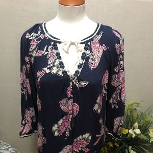 Lucky Brand 3/4 Sleeve Top L